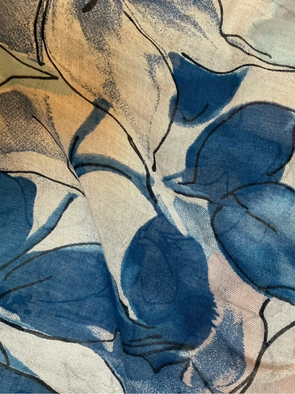 Floral Lightweight Blue & Pink Women's Scarf